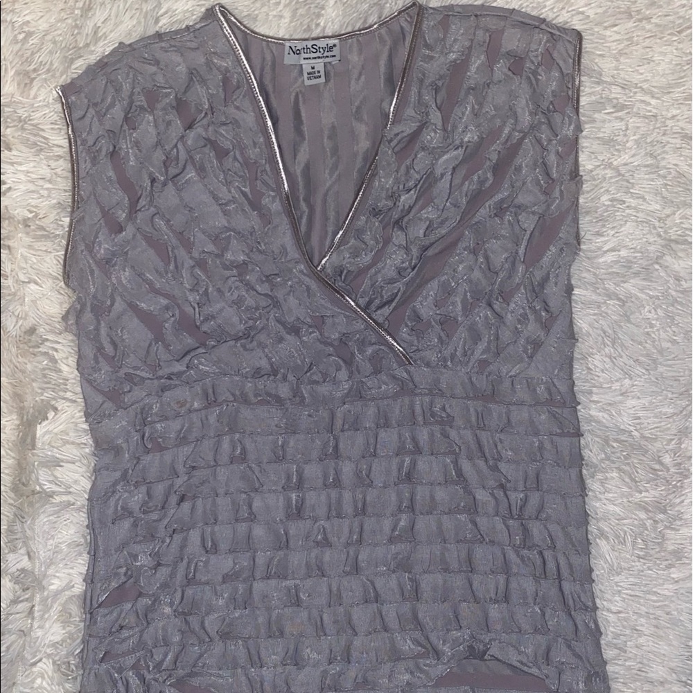 Grey Ruffle Blouse